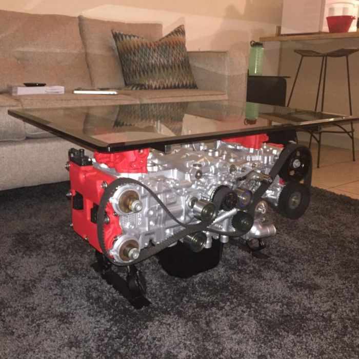 This Guy Turned His Smashed Car's Engine Into An Epic Coffee Table -17